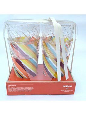 Missoni Target Embossed Highball Plastic Tumblers Set of 4 Retro Striped NEW